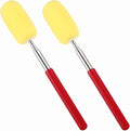 PATIKIL 29.5" Telescoping Sponge Stick for Pottery, 2Pcs Retractable Ceramic Pottery Clay Sponge Tool for Removing Excess Water from Tall and Narrow Pottery, Yellow/Red(1.57"W)
