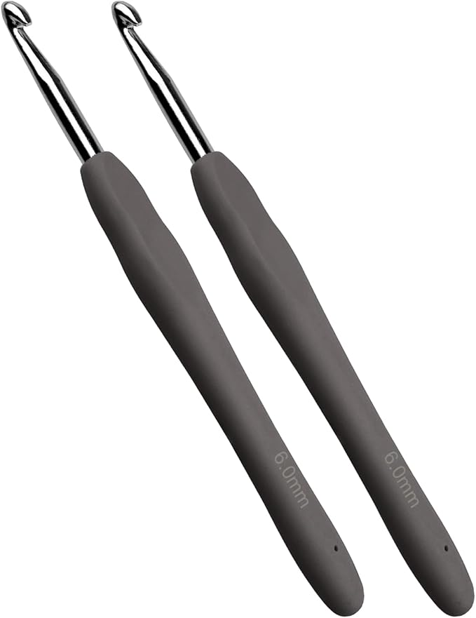 Mdoker 6mm 2PCS Crochet Hook Ergonomic Handle Crochet Hook Needles for Arthritic Hands,Extra Long Crochet Hooks for Beginner Crocheting Yarn(6mm)
