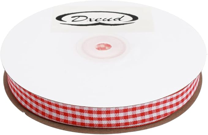 Gingham Ribbon 50 Yard Each Roll 100% Polyester Woven Edge (5/8" x 50 Yards, Red)