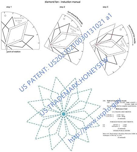 HONEYSEW Free Motion Quilting Template Sewing Ruler Templates for Most of Domestic Sewing Machine (#1 Fan Diamond)