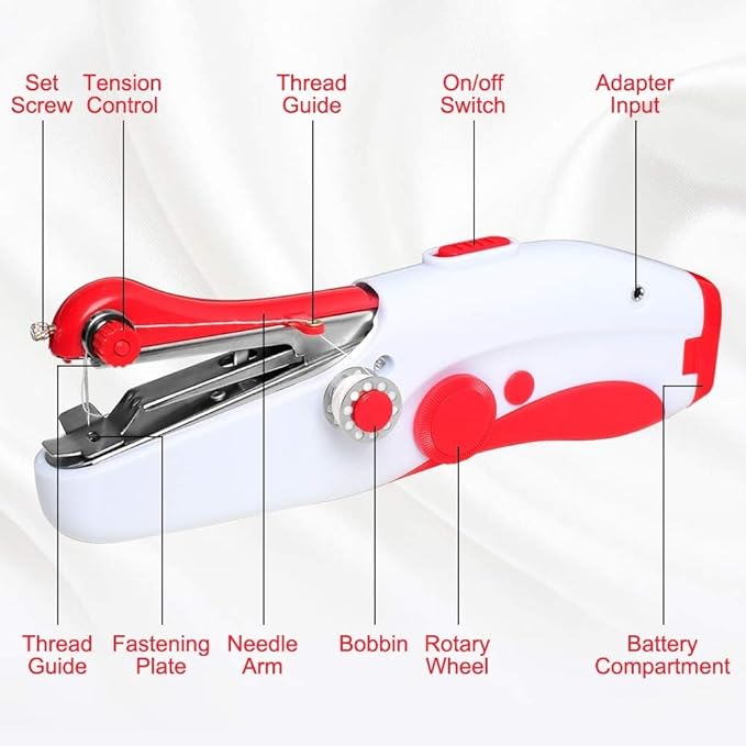 Handheld Sewing Machine, Mini Portable Electric Sewing Machine for Beginners Adult, Easy to Use and Fast Stitch Suitable for Clothes,Fabrics, Cutains,DIY Home Travel