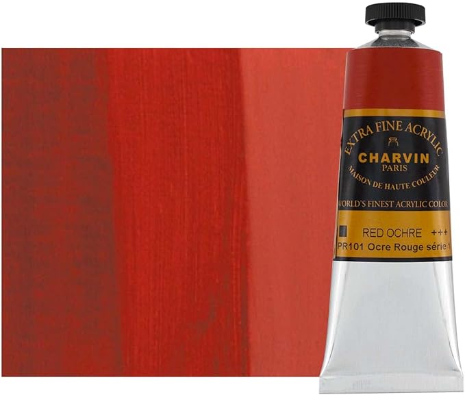 Charvin Extra Fine Professional Artist Acrylic Paint Colors, Nature Themed Hues, 150ml Red Ochre