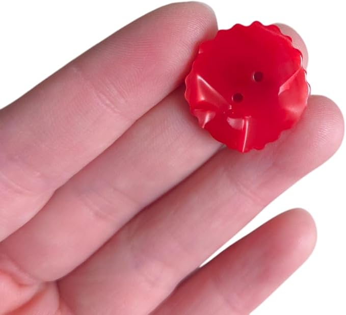 Red Poppy Shaped Buttons for Crafts,Acetate Button for Clothes,Buttons for Sewing,Button Bulk,Pack of 6