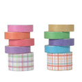 10 Rolls Washi Tape Set, Solid Color & Grid Decorative Tapes for Journals, Scrapbooking, Gift Wrapping, Decor & Crafts (Macaron)