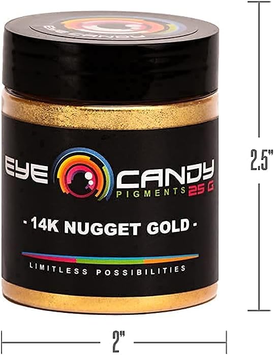 Eye Candy Pigments Premium Gold Mica Powder - 14k Nugget Gold (25gr) - for Epoxy, Resin, Soap, Paint, Woodworking, Acrylic Pouring, Bath Bombs, Fishing Lures - DIY Arts and Crafts Additive