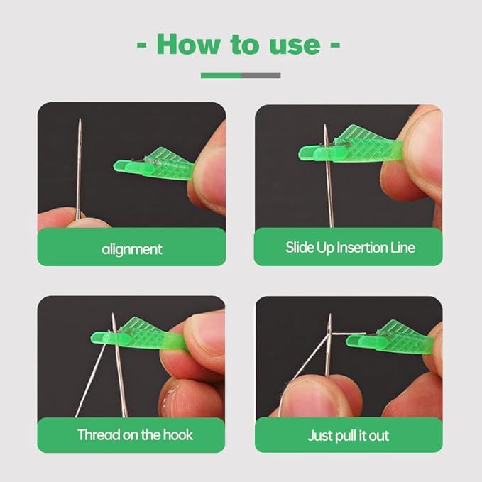 Sewing Machine Needle Threader - 2024 New Quick DIY Hand Threader, Upgraded Automatic (Green, 10 Pcs)