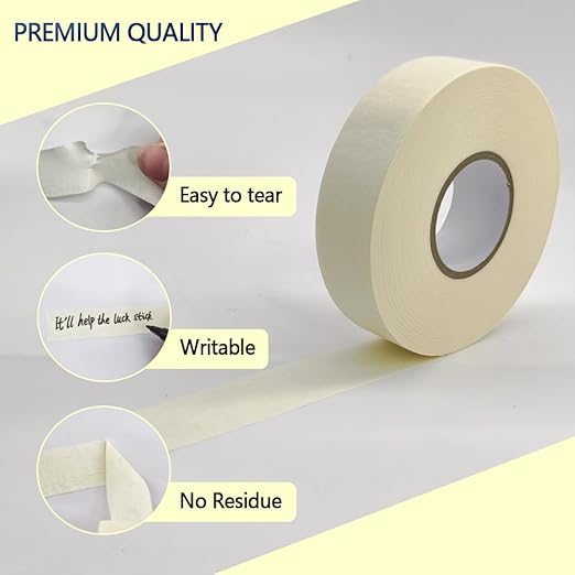 NETEHA 6 Rolls Painters Tape Masking Tape 1 Inch x 55 Yard, No Residue Adhesive Tape for Wall Painting, Decoration Labeling and DIY Crafts (Beige White)
