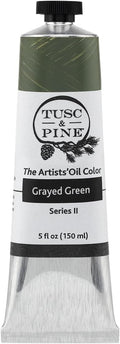 Tusc & Pine Artist Oil Paint - Grayed Green, 150 ml, Non-Yellowing, Rich & Creamy Consistency, Maximum Pigment Load, Small Batch Milled Oil Paints Made in the USA for Professional Artists