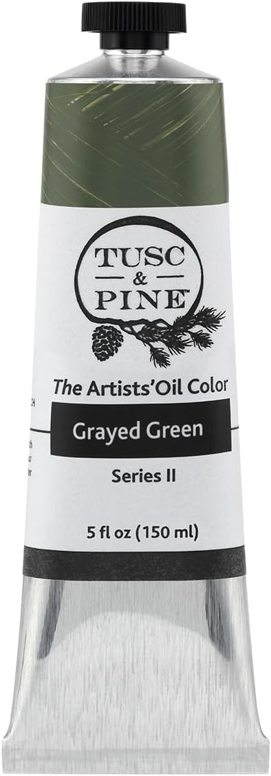Tusc & Pine Artist Oil Paint - Grayed Green, 150 ml, Non-Yellowing, Rich & Creamy Consistency, Maximum Pigment Load, Small Batch Milled Oil Paints Made in the USA for Professional Artists