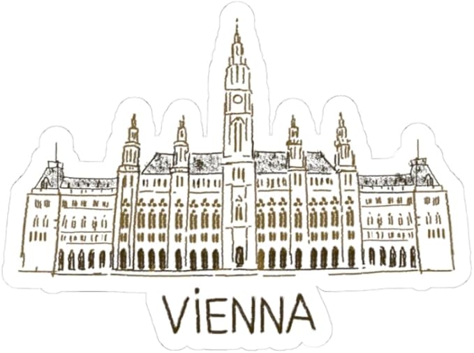 Vienna Austria City Hall Travel Souvenir Tourists Sticker. Hand Drawn Art Collectible Gift. Vacation Keepsake Decor Vinyl Decal