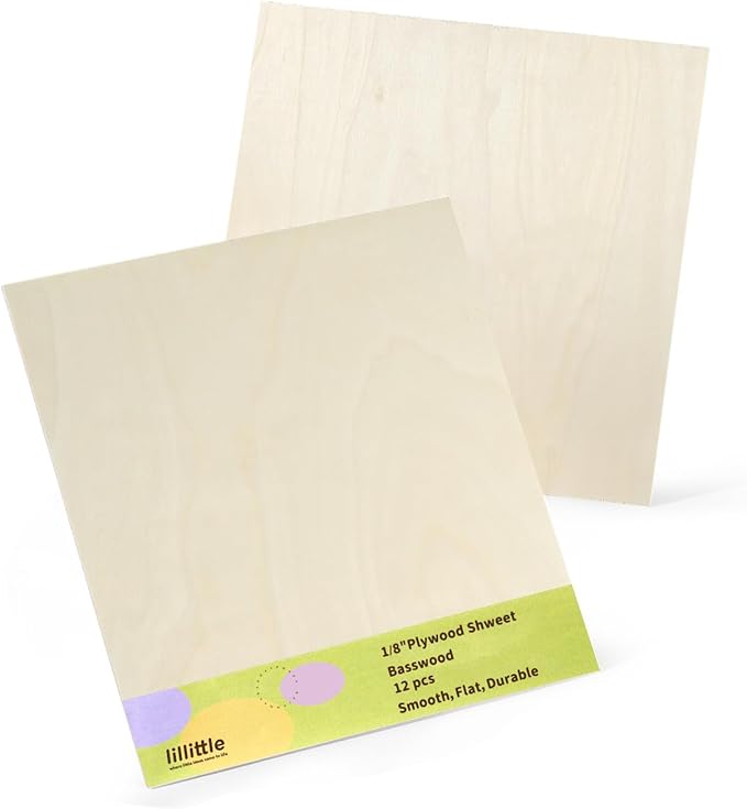 12 Pack Basswood Sheets 12"x12"x1/8", 3mm Basswood for Laser Cutting, Wood for Laser Cutting and Engraving, Laser Engraver Blanks, DIY Architectural Models Making, Wood Engraving