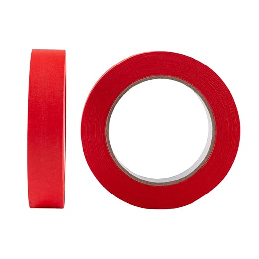 Lichamp 10 Pack Red Painters Tape 1 inch, Medium Adhesive Red Masking Tape Bulk Multi Pack, 1 inch x 55 Yards x 10 Rolls (550 Total Yards)