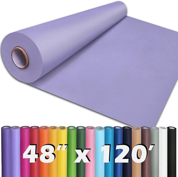 PerkHomy 48" x 1,440" (120') Light Purple Kraft Paper Roll for Craft Bulletin Board Paper Art Table Covering Crafting Gift Wrapping Bouquet Packing Parcel 80GSM 55LB (Light Purple, 48" x 120')