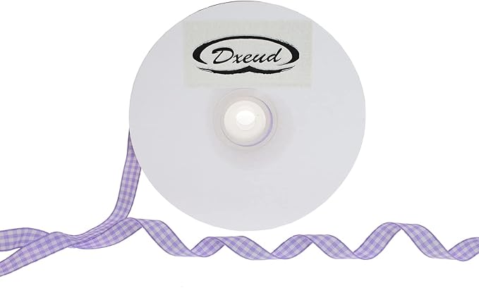 Gingham Ribbon 50 Yard Each Roll 100% Polyester Woven Edge (3/8" x 50 Yards, Light Purple)