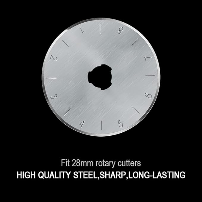 HEADLEY TOOLS 28mm Rotary Cutter Blades 10 Pack Fits Olfa, Fiskars, Replacement Rotary Blade for Arts Crafts Quilting Scrapbooking Sewing, Sharp and Durable