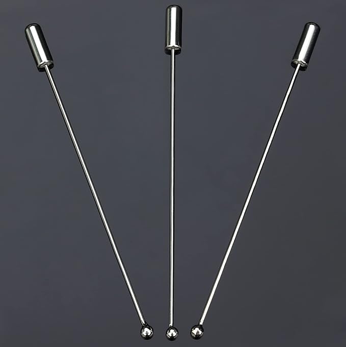 FDXGYH 2.68 Inch Stick Pin 10 Pcs Copper Brooch Safety Pins DIY Stopper End Hat Pins for Suit Tie Hat Scarf Accessories [Silver]