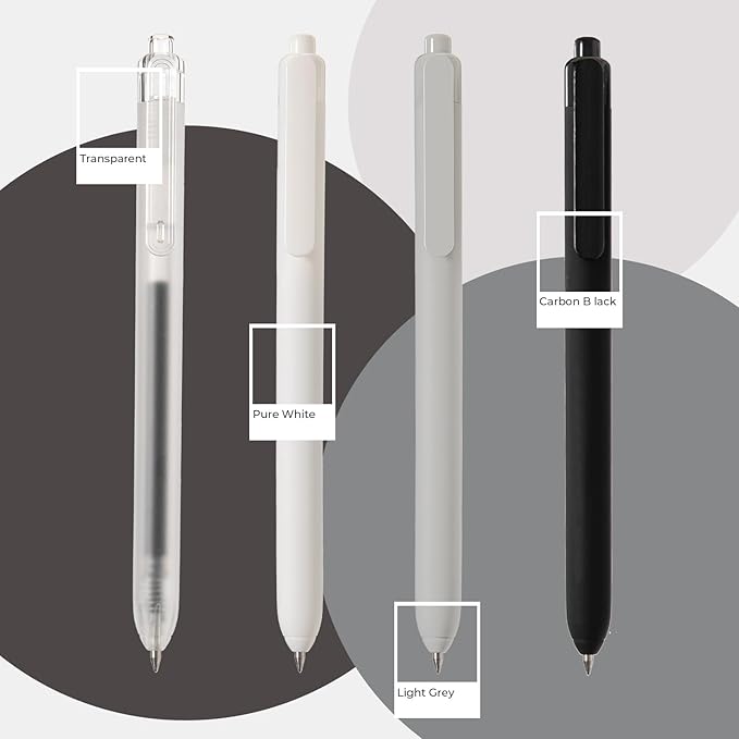 Y YOMA 4 Pcs Fine Point 0.5mm Gel Pen Black Ink Retractable Ballpoint Pen Smooth Writing Quick Dry Gel Pens Cute Aesthetic Pen Pastel Refillable Pen for School Home Office Supplies, Ash Grey