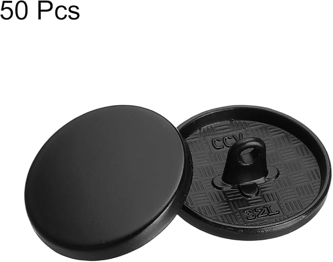 HARFINGTON 50pcs 36L Metal Round Flat Sewing Buttons 23mm Alloy Shank Craft Replacement Button for Men Women Suit Woolen Coat Shirt Trousers Sewing Crafts, Matt Black