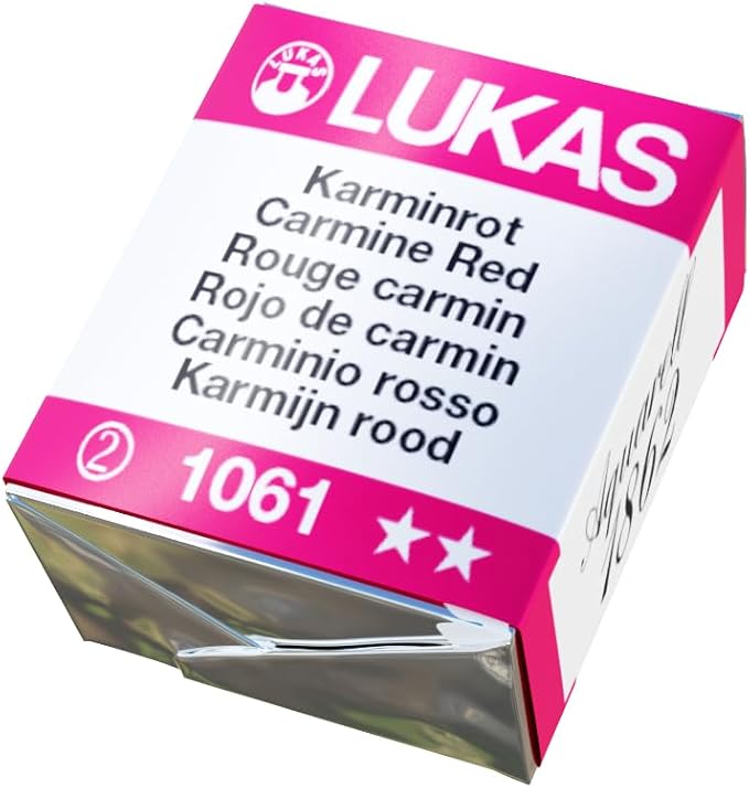 Lukas 1862 Aquarell Artists' Watercolor Pans, Carmine Red Half Pan - Vibrant Professional Grade Watercolor Paint - Easy-to-Wet, Intense Color, Long-lasting - Ideal for Professional Watercolorists