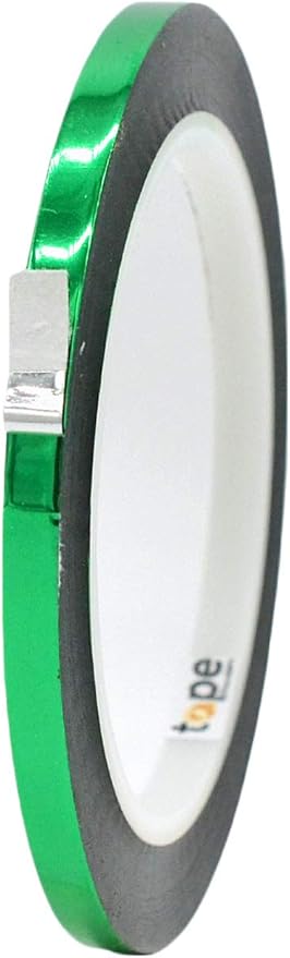 MAT Metalized Polyester Mylar Film Tape, Green - 1/4 inch x 72 yds. Decor Tape for Detailing Accent Wall, Graphic Arts, Car and Boat Trim - Vibrant Mirror Like Finish