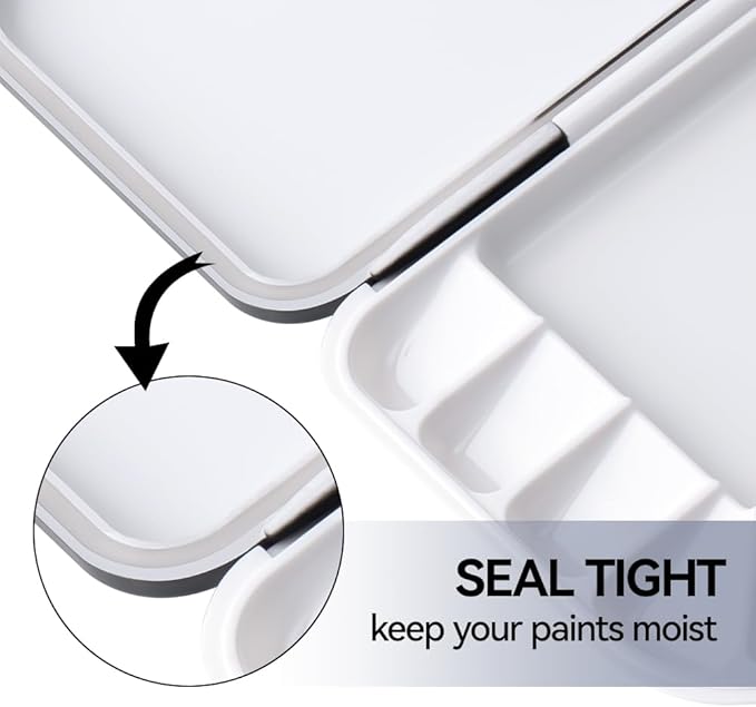 Transon Watercolor Palette Folding with Lid 18wells 2 Mixing Areas and 1 Large Mixing Tray Also for Gouache Acrylic Paint Palette Red Color