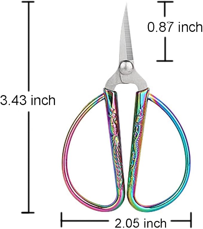 3.3-inch Small Sewing Embroidery Scissors, Vintage Stainless Steel Little Scissors Sharp Shears for Sewing Crafting, Art Work, Cross Stitch Cutting, Handcraft, Needlework DIY Tools Colorful