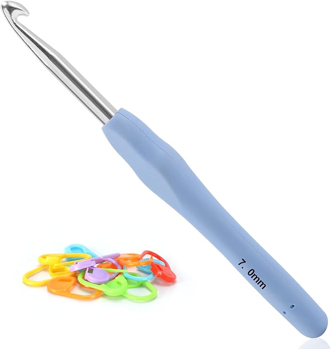Vodiye Professional Extra Long 7mm Crochet Hooks Set, Ergonomic Handle Crochet Needles for Beginners and Experienced Lovers