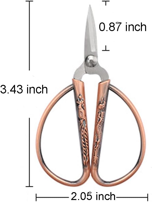 3.3-inch Small Sewing Embroidery Scissors, Stainless Steel Little Scissors Sharp Tip Detail Shears for Sewing Crafting, Art Work, Cross Stitch Cutting, Handcraft, Needlework DIY Tools Bronze