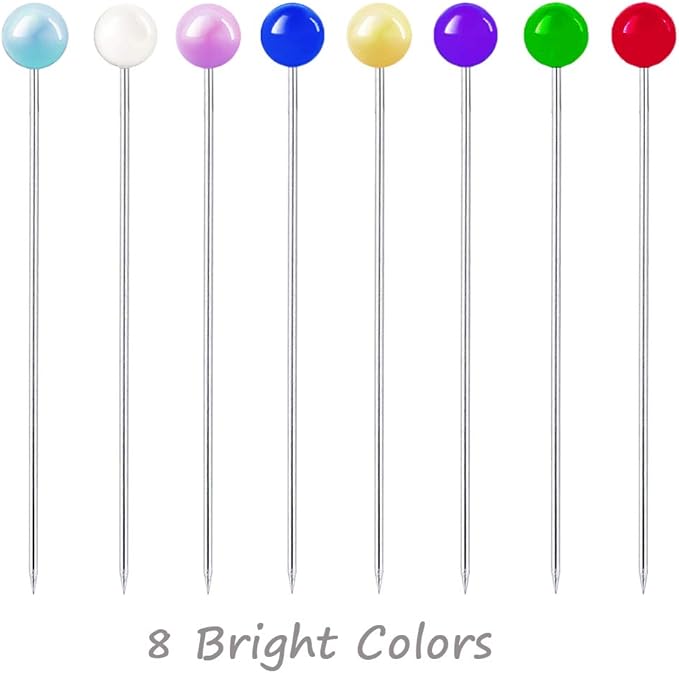 Benvo 250Pcs Sewing Pins with Plastic Pearl Head Pins Straight Quilting Pin 38mm Multicolor Ball Heads Pins with Hanging Plastic Contain Box for DIY Sewing Craft Dressmaker Jewelry Decoration Fabric