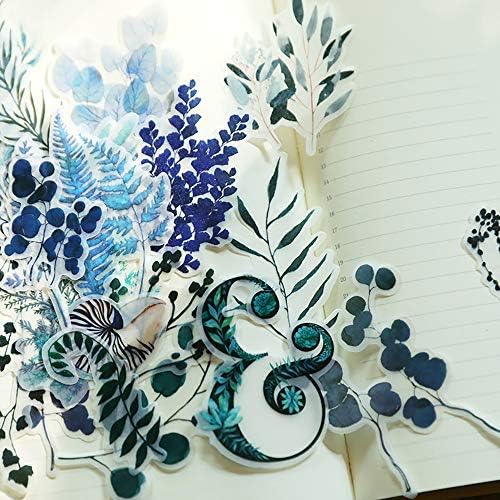 56PCS Middle Size Plants Scrapbook Stickers - Doraking DIY Decoration Transparent Sulfuric Paper Plants Stickers for Scrapbook Decoration Without Repeat
