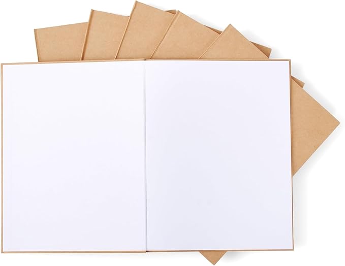 Kraft Hard Cover Blank Books for Kids 6x8 – 6 Pack of Unlined Journals with 36 Pages Each – Durable 120gsm Paper for Drawing, Sketching, Writing & Classroom Projects – DIY Storybooks & Art Notebooks