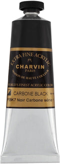 Charvin Extra Fine Professional Acrylic Paint - Carbon Black, 60ml Tube, Triple-Milled, Lightfast Pigments, Open Stock Artist Acrylic Paints in Nature-Inspired Hues