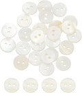 uxcell 60Pcs Natural Shell Buttons, 10mm 2-Hole Round Shell Craft Sewing Button, Decorative Accessories for Coats, Shirts, Clothing DIY Projects, White