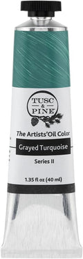 Tusc & Pine Artist Oil Paint - Grayed Turquoise, 40 ml, Non-Yellowing, Rich & Creamy Consistency, Maximum Pigment Load, Small Batch Milled Oil Paints Made in the USA for Professional Artists
