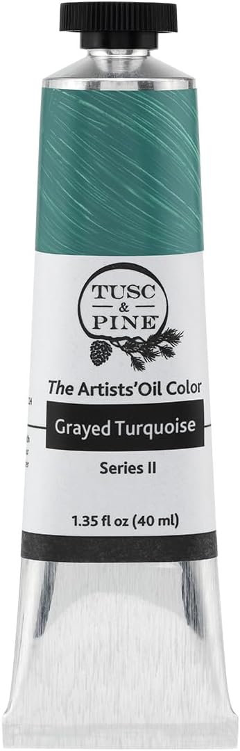 Tusc & Pine Artist Oil Paint - Grayed Turquoise, 40 ml, Non-Yellowing, Rich & Creamy Consistency, Maximum Pigment Load, Small Batch Milled Oil Paints Made in the USA for Professional Artists