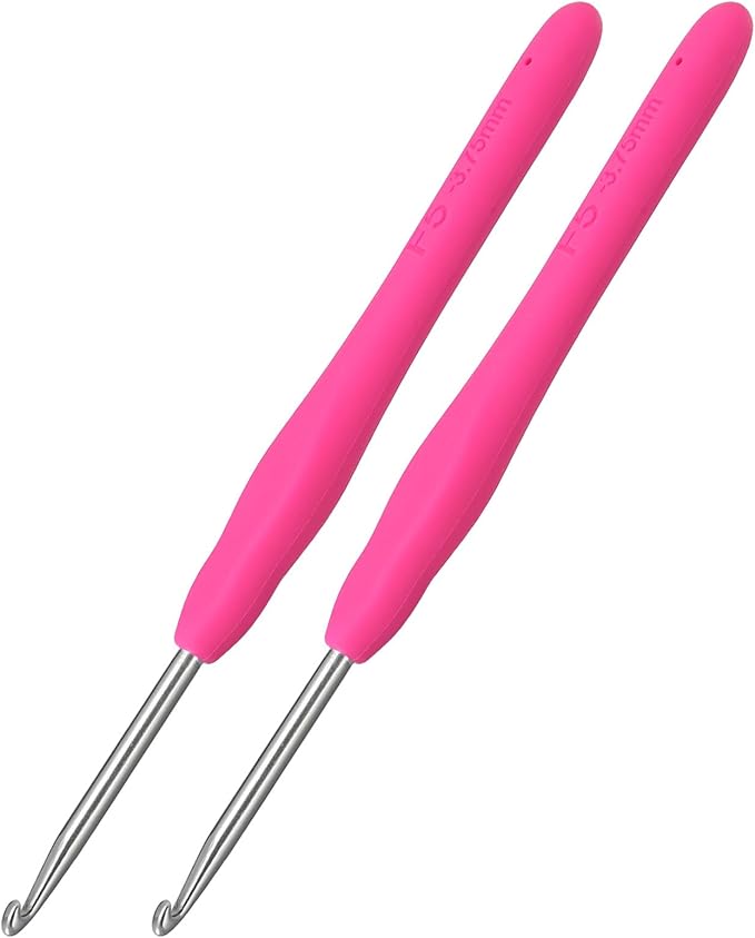 2Pcs 3.75mm Crochet Hooks, Ergonomic Crochet Hook for Arthritis and Beginners, Extra Long, Smooth, Comfortable (Size F / 3.75mm)