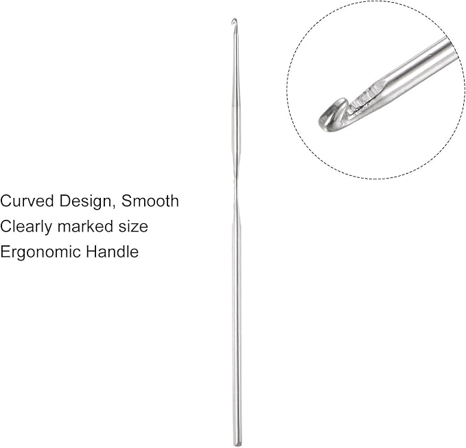 uxcell Stainless Steel Crochet Hook 0.9mm Knitting Needles for DIY Craft Yarn 10Pcs