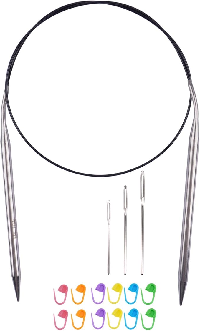 Circular Knitting Needles 32inches/80cm,Size US 10.5(6.5mm) Stainless Steel Round Knitting Needles for Handmade Knitting DIY