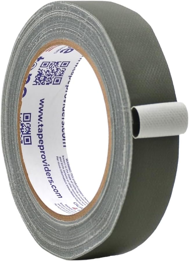 WOD GTC12 Gaffer Tape, Olive Drab Low Gloss Finish Film, 1 inch x 60 ft. Residue Free, Non Reflective Cloth Fabric, Secure Cords, Water Resistant, Photography, Filming Backdrop, Production