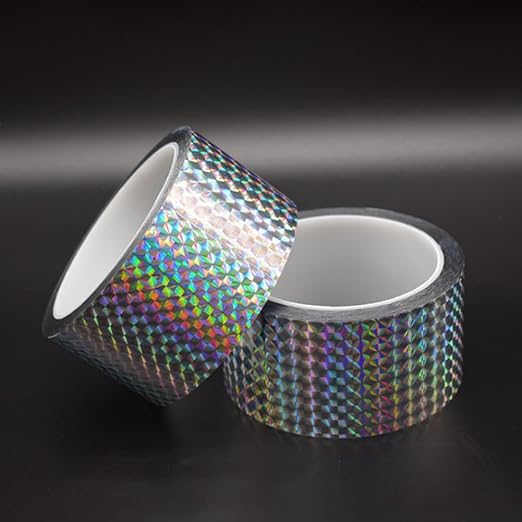 Self-Adhesive Holographic Reflective Tape Prism Tape Holographic Reflective Tape for Keep Birds Away, Craft Projects, DIY Art, Home, Daily Use (Silver, 2 Inch x 55 Yard)