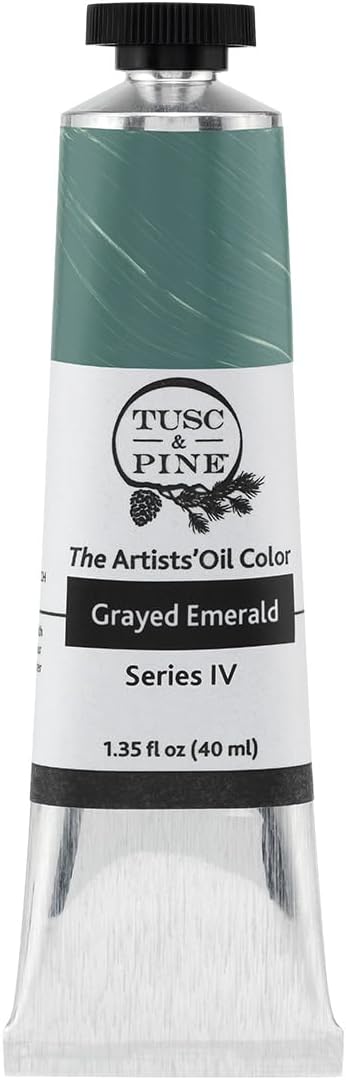 Tusc & Pine Artist Oil Paint - Grayed Emerald, 40 ml, Non-Yellowing, Rich & Creamy Consistency, Maximum Pigment Load, Small Batch Milled Oil Paints Made in the USA for Professional Artists