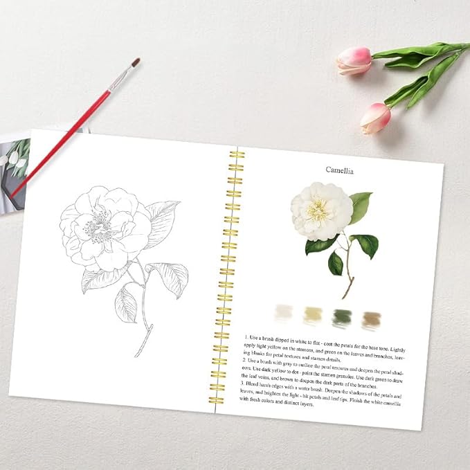 Watercolor Workbooks, 12 Colors Water Color Books Paint Set for Adults, Watercolor Coloring Book for Beginners, Water Color Workbook,Beautiful Paintings for Beginners