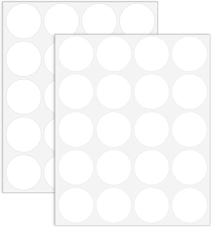1.5" Round Colored Removable Stickers Labels - White,Pack of 500