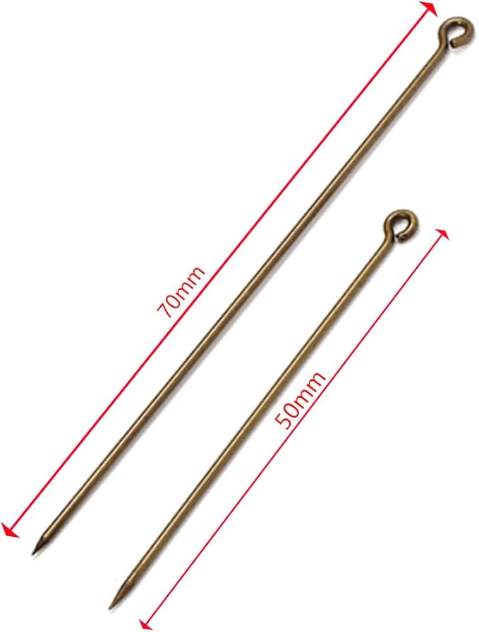 Metal Brooch Stick Pins with Stopper Ends Safety Copper Long Needle Eye Pins for Men Women Suit Tie Hat Scarf DIY Jewelry Accessories, Bronze 20pcs 50mm & 20pcs 70mm