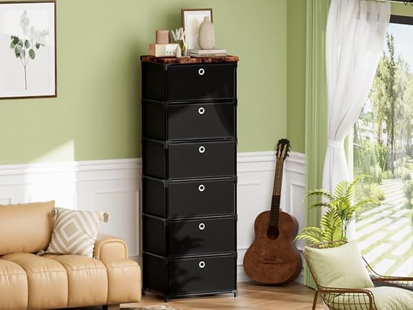 Fabric Storage Drawers and Chest of Drawers, Beautiful Small Dresser with Drawers, Sturdy 6 Drawer Dresser for Closet Dorm,Drawer Unit for Toys,Yarns