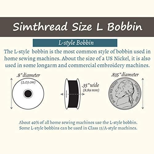 Simthread 144 Prewound Bobbin Thread Size L 90WT (SA155 60S/2) for Husqvarna Viking pfaff Creative Vision Embroidery Machines Plastic Side - Black