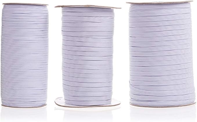 YZYANZI White Elastic Bands 1/2 Flat Elastic Cord Stretch Strap - 12mm 144 Yds Roll of Elastic Straps Braided Elastic Band for Sewing and Elastic Crafting