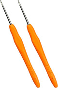 Mdoker 2PCS Small Size Crochet Hook Ergonomic Handle Crochet Hook Needles for Arthritic Hands,Thread Crochet Steel Lace Hooks Size 1.75mm