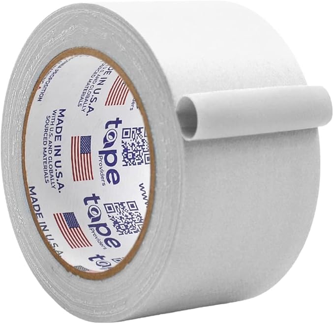 WOD GTC12 Gaffer Tape, White Low Gloss Finish Film, 2.5 inch x 60 ft. Residue Free, Non Reflective Cloth Fabric, Secure Cords, Water Resistant, Photography, Filming Backdrop, Production
