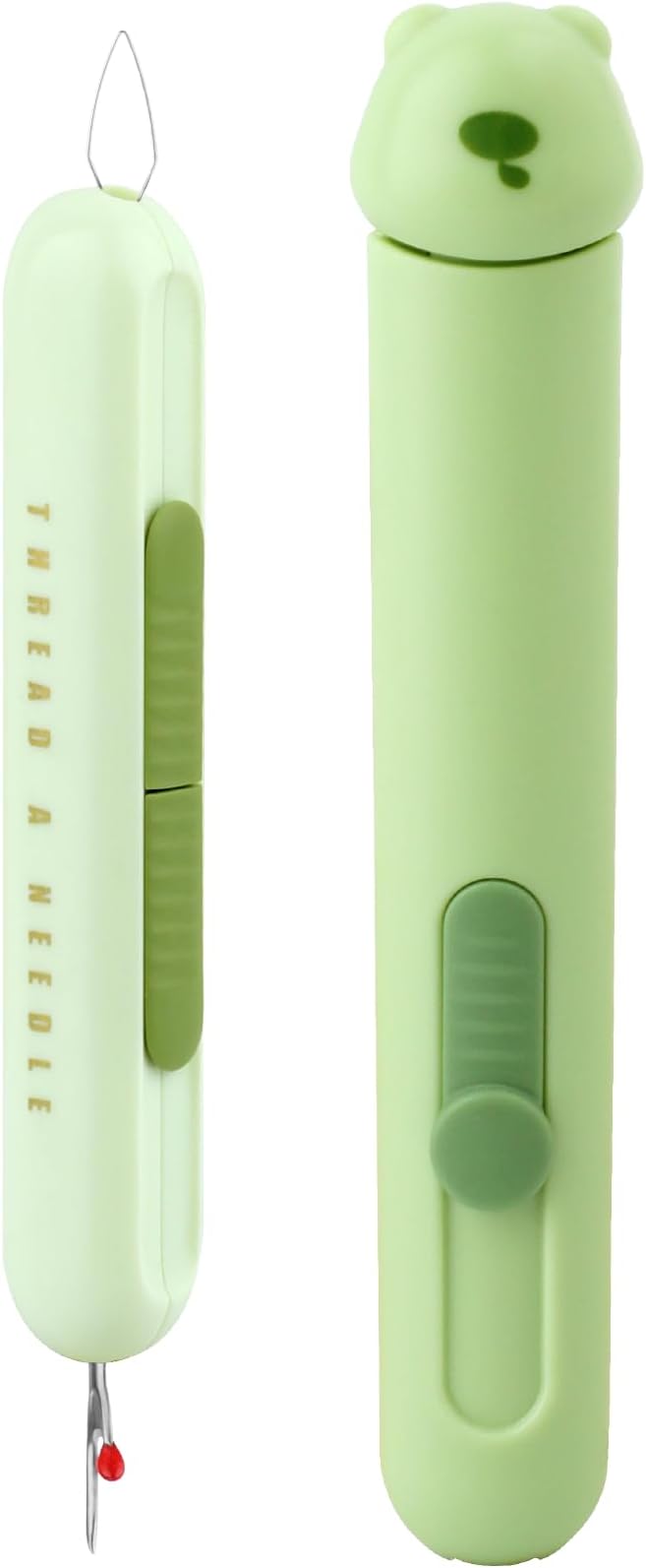 Automatic Needle Threaders Seam Ripper, Upgraded 3 in 1 Sewing Needle Threader Tool, Stretchable Quick Seam Rippers with Needle Storage for Hand Quilling, Embroidery Stitch Removal(Green)